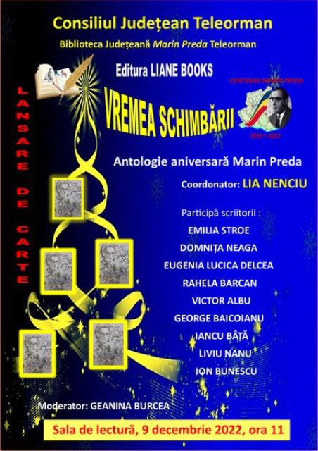 Biblioteca Județeană „Marin Preda” Teleorman: „Vremea schimbării”, antologie aniversară Marin